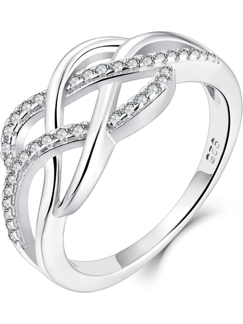 Celtic Knot 925 Sterling Silver Ring with Birthstone, Infinity Twisted Design
